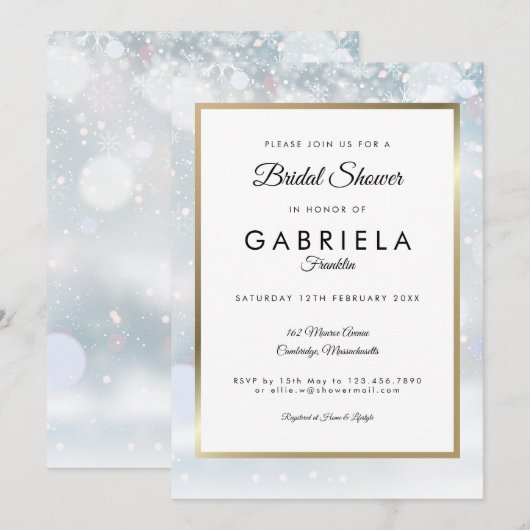 Wintervlokken Elegante Gouden Bruidsmeisjesfeest Kaart (Voorkant / Achterkant)