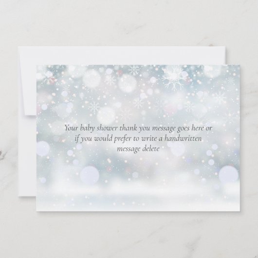 Wintervlokken Elegante Groene Elementen Bedankkaart (Achterkant)