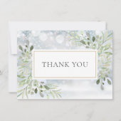 Wintervlokken Elegante Groene Elementen Bedankkaart (Voorkant)