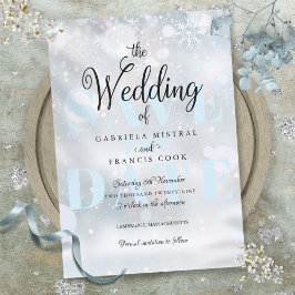 Wintervlokken Elegante Trouwkaart Save the Date Kaart