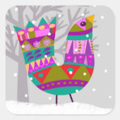 Wintervogel afgeronde vierkante Stickers (Voorkant)