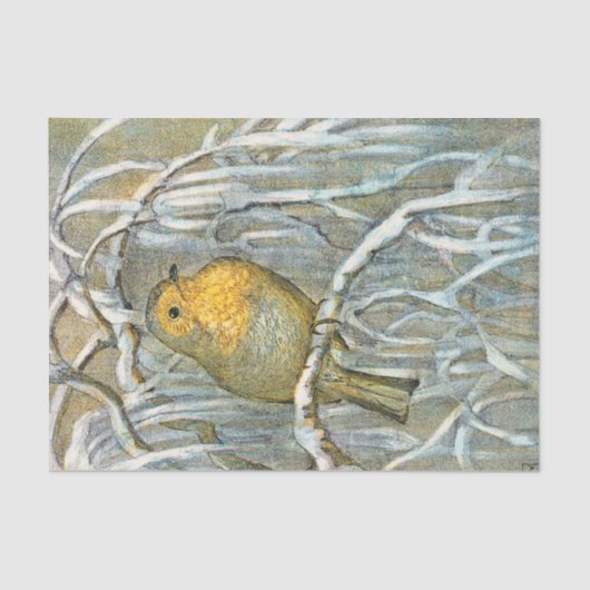  wintervogel Antiek Tissuepapier (Voorkant)