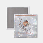 Wintervogel en sneeuwfeest magneet (Voorkant / Achterkant)