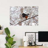 Wintervogel in de sneeuw poster (Thuiskantoor)