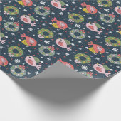 Wintervogel in gebreid Pet Vakantie Cadeauverpakki Cadeaupapier (Hoek)