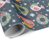 Wintervogel in gebreid Pet Vakantie Cadeauverpakki Cadeaupapier (Rol Hoek)