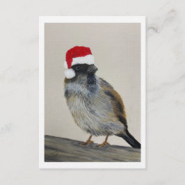 Wintervogel met kerstmuts - Origineel werk Kaart