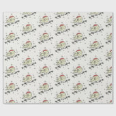 Wintervogel met Santa's pet Cadeaupapier (Vlak)