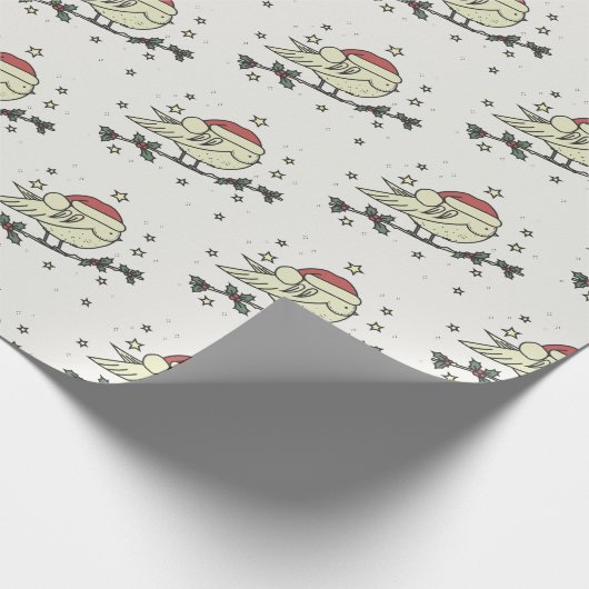 Wintervogel met Santa's pet Cadeaupapier (Hoek)