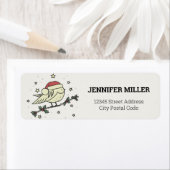 Wintervogel met Santa's pet Label (Insitu)