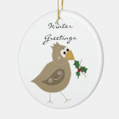 Wintervogel met takje hulst keramisch ornament (Links)