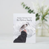 Wintervogel op de sneeuwkerstkaart feestdagenkaart (Staand voorkant)