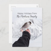 Wintervogel op de sneeuwkerstkaart feestdagenkaart (Voorkant / Achterkant)