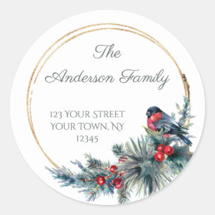 wintervogeldennenadres ronde sticker