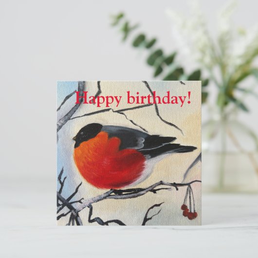 Wintervogelkaart voor verjaardag (Staand voorkant)