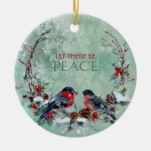 Wintervogelpijntak Wreatfoto-sjabloon Keramisch Ornament (Voorkant)