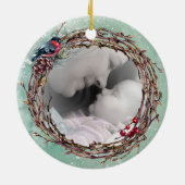 Wintervogelpijntak Wreatfoto-sjabloon Keramisch Ornament (Achterkant)