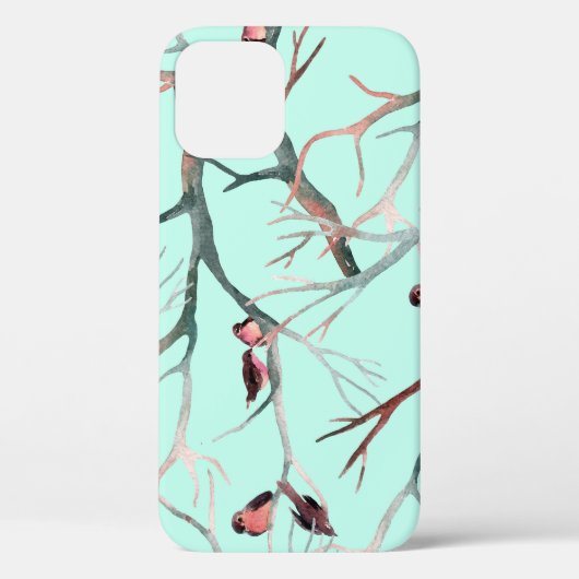 Wintervogels boomtakken Waterverf Case-Mate iPhone Case (Achterkant)