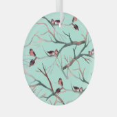 Wintervogels boomtakken Waterverf Glas Ornament (Voorkant Rechts)