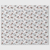 Wintervogels en bessen cadeaupapier (Vlak)