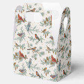 Wintervogels en dennentakken patroon bedankdoosjes (Geopend)