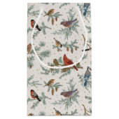 Wintervogels en dennentakken patroon klein cadeauzakje (Achterkant)