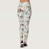 Wintervogels en dennentakken patroon leggings (Achterkant)