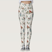 Wintervogels en dennentakken patroon leggings (Voorkant)