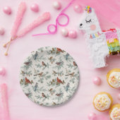 Wintervogels en dennentakken patroon papieren bordje (Feest)