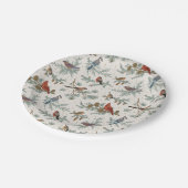 Wintervogels en dennentakken patroon papieren bordje (Gekanteld)