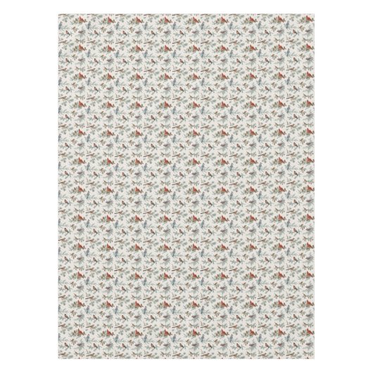 Wintervogels en dennentakken patroon tafelkleed (Voorkant)