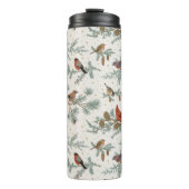 Wintervogels en dennentakken patroon thermosbeker (Voorkant)