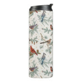 Wintervogels en dennentakken patroon thermosbeker (Gedraaid links)