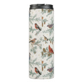 Wintervogels en dennentakken patroon thermosbeker (Achterkant)