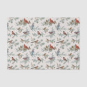 Wintervogels en dennentakken patroon tissuepapier (Voorkant)