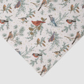 Wintervogels en dennentakken patroon tissuepapier (Detail)