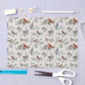 Wintervogels en dennentakken patroon tissuepapier (Craft)