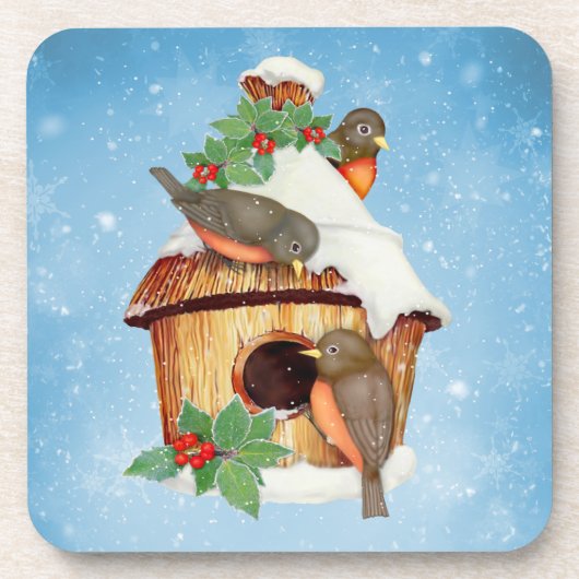 Wintervogels en vogelpest onderzetter (Voorkant)