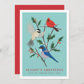 Wintervogels geïllustreerd feestdagenkaart (Voorkant / Achterkant)