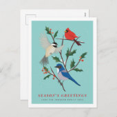 Wintervogels geïllustreerd feestdagenkaart (Voorkant / Achterkant)