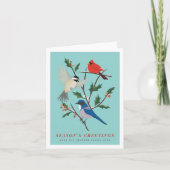 Wintervogels geïllustreerde foto feestdagen kaart (Voorkant)