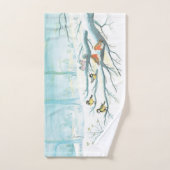 Wintervogels in een sneeuwbos bad handdoek (Handdoek)
