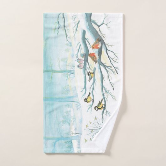 Wintervogels in een sneeuwbos bad handdoek (Handdoek)