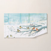 Wintervogels in een sneeuwbos bad handdoek (Handdoek)