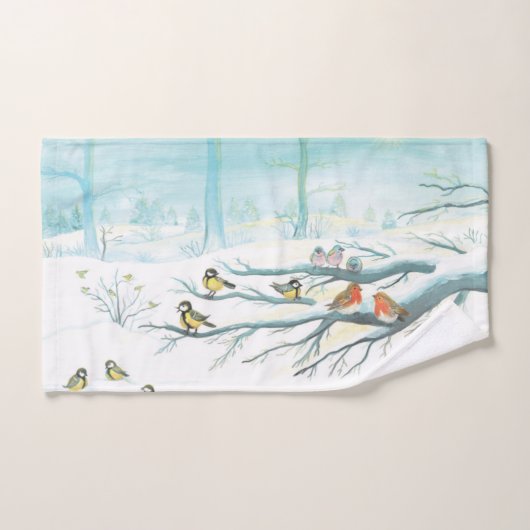 Wintervogels in een sneeuwbos bad handdoek (Handdoek)