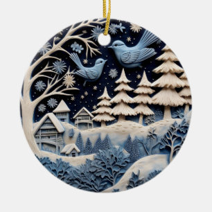 Wintervogels in het bos Ornament