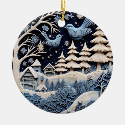 Wintervogels in het bos Ornament (Voorkant)