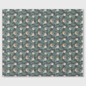 Wintervogels in sneeuwvlokken cadeaupapier (Vlak)