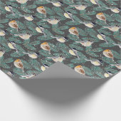 Wintervogels in sneeuwvlokken cadeaupapier (Hoek)