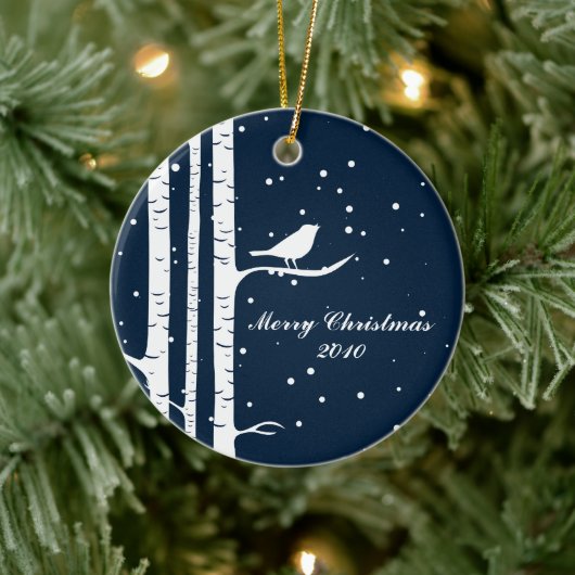Wintervogels Keramisch Ornament (Boom)